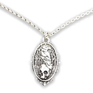 Poe Memento Mori Raven and Skull Necklace goth new